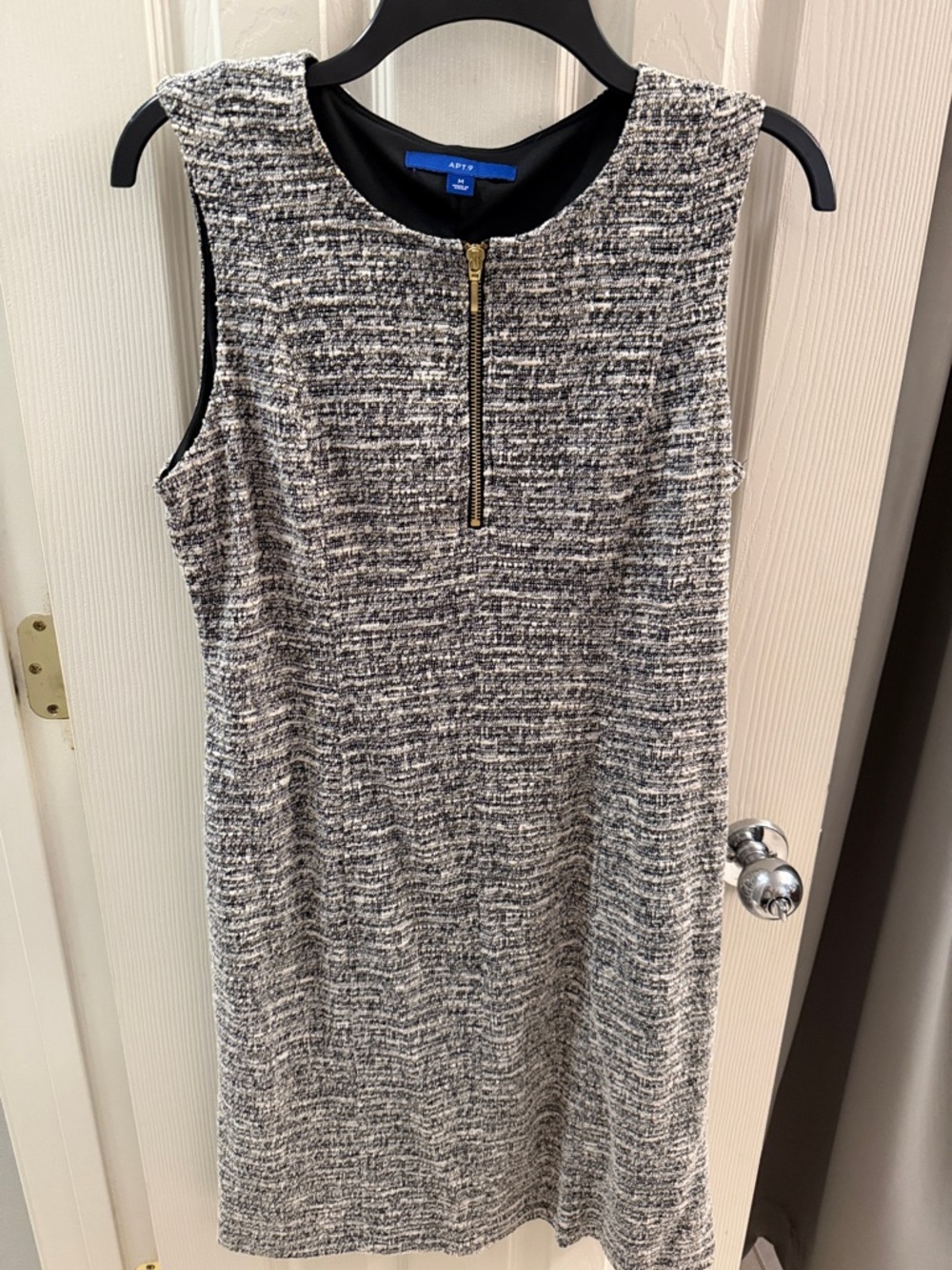 Apt. 9 Women's Tweed Zip-Front Sheath Dress in Black & White